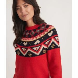 Marine Layer Sz Small Archive Alpine Sweater -Red Fair Isle-